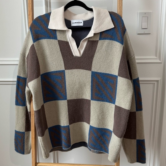 Mediumwell Geometric Pattern Oversize Wool Sweater - Size S - Korean Fashion - Picture 2 of 8